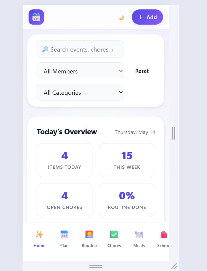 Family Calendar & Routine Planner