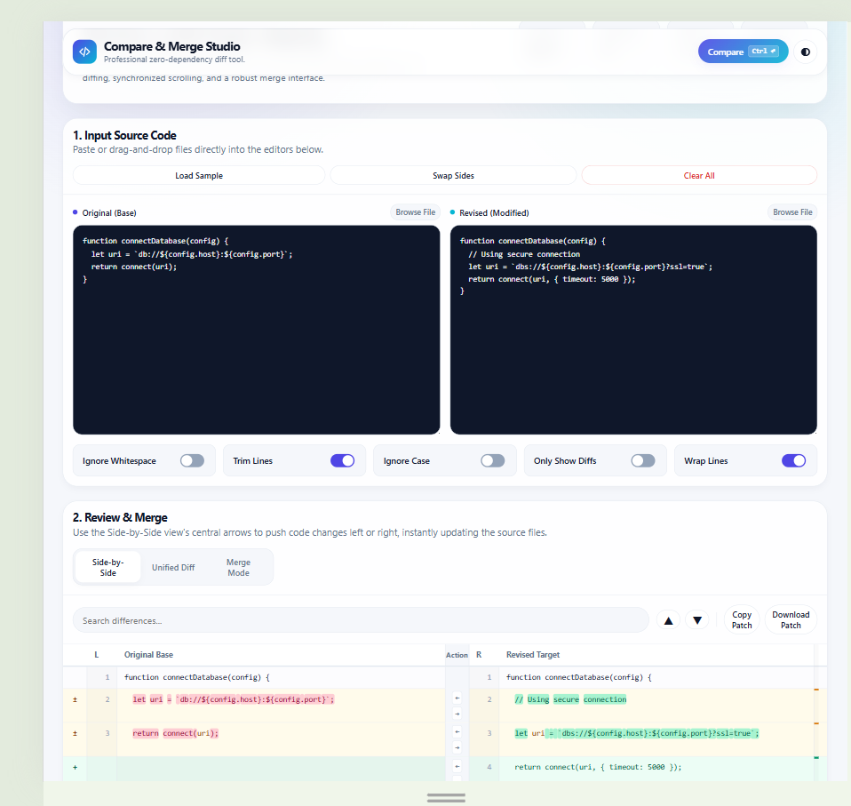 Code Compare and Merge